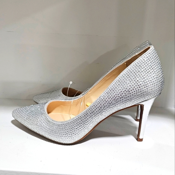 jessica simpson lindiza rhinestones sparkly silver heels new - Picture 1 of 8